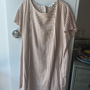 Madewell Striped Short Sleeve Linen Dress